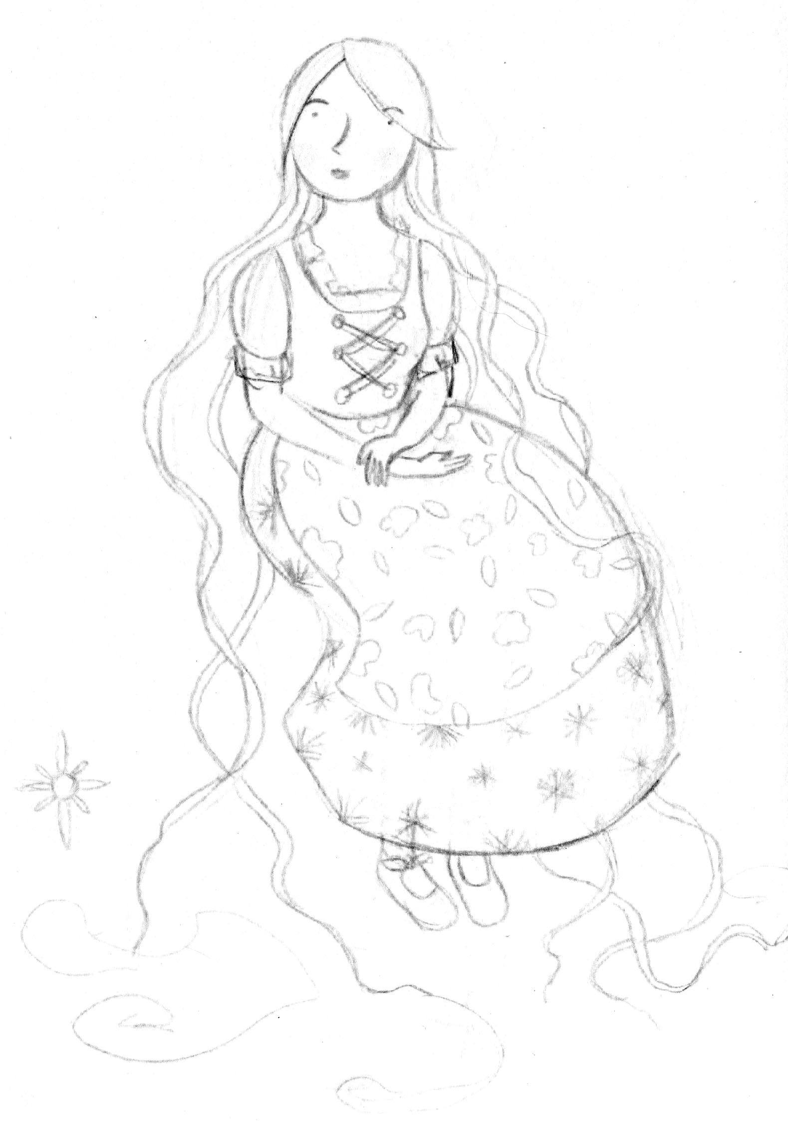 boceto Rapunzel diseño de personaje