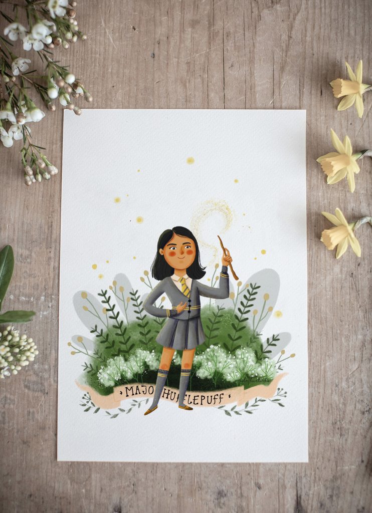 retrato personalizado de Harry Potter casa Hufflepuff