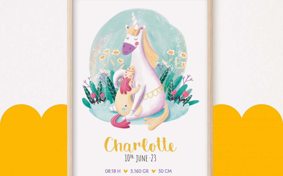 Natalicios con datos del bebé con ilustraciones de animales