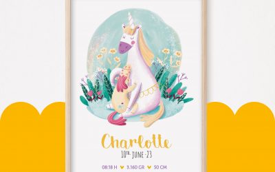 Natalicios con datos del bebé con ilustraciones de animales