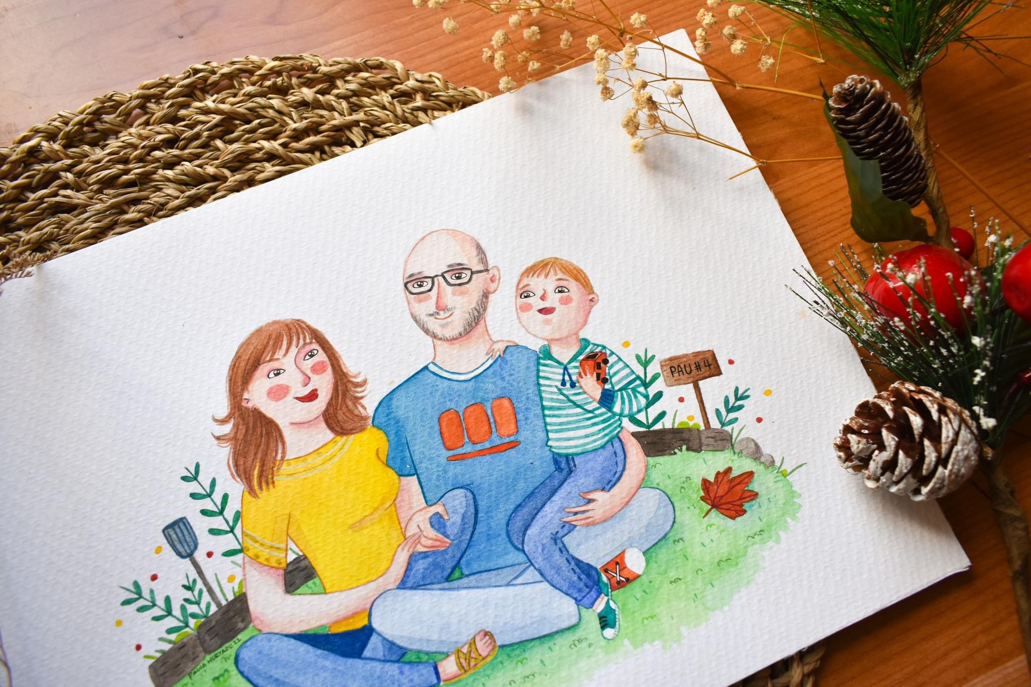 Retrato cumpleaños familiar Pau 4 años