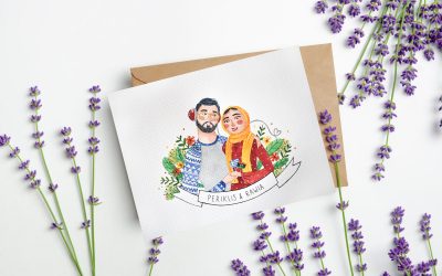 Retrato pintado a mano de Rawia y Periklis