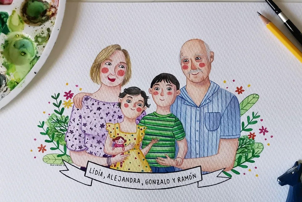 retrato abuelos y nietos para regalar retrato abuelos y nietos para regalar