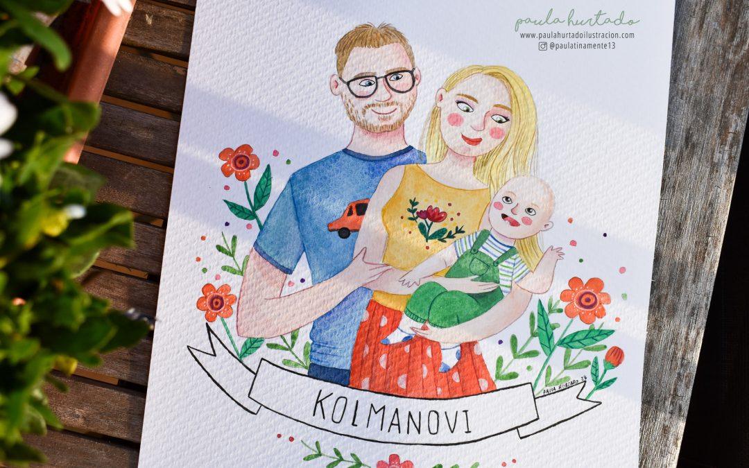 Retrato familiar pintado a mano «Kolmanovi»